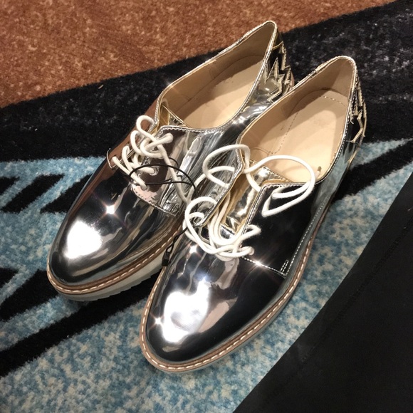 ZARA gold/silver platform shoes - Picture 1 of 5